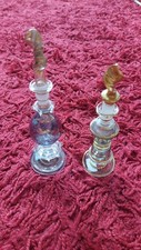Pair Of Gorgeous Gilded Mouth Blown Egyptian Perfume Bottles