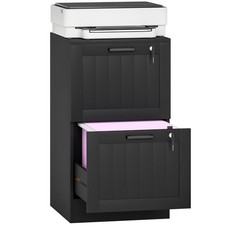 HOMCOM 2 Drawer File Cabinet with Lock and Adjustable Hanging Bars, Black