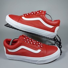 Vans Trainers Womens Size 6 Red Leather Waffle Lovers Skate Shoes Sneakers