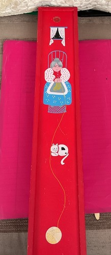 Vintage red wooden knitting - vintage,