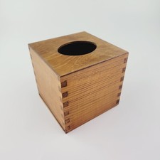 Wooden Square Tissue box whit a sliding bottom, The box is hand-painted brown