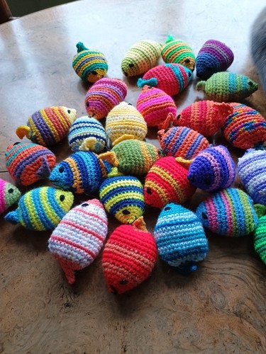 Hand knitted crochet catnip - hand,