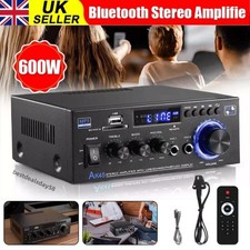 600W bluetooth Power Car/Home Stereo Amplifier Amp Audio HIFI 2CH 2 Mic Input UK