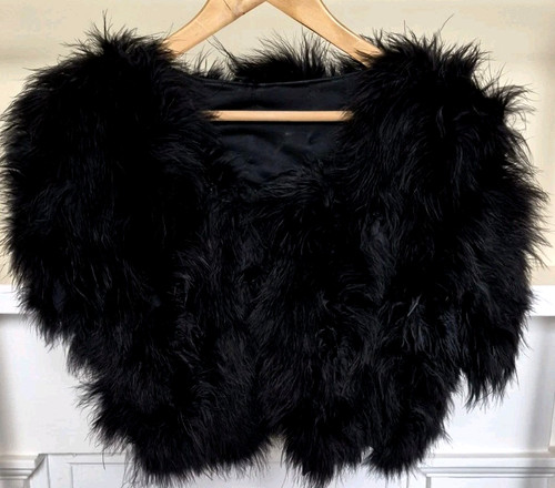 Y2k black feather bolero 12 - bolero, uk