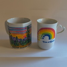 2 Vintage 70s Rainbow Coffee