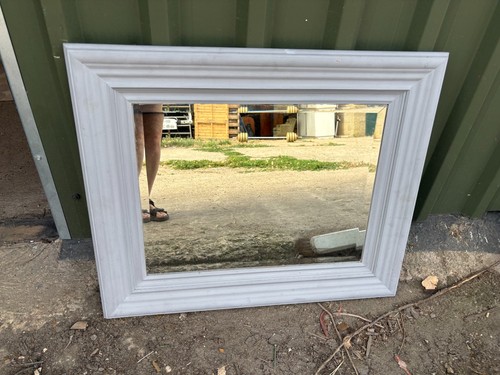 Grey painted wooden mirror - grey,