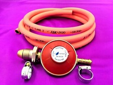 LPG Propane Gas Low Pressure Regulator With 2 Metre 8mm ID Hose Pipes and Clips