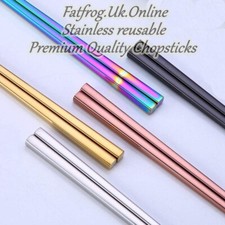 Reusable Chopsticks Metal Korean Chinese Steel Black/Gold/Rainbow/Rose/Silver