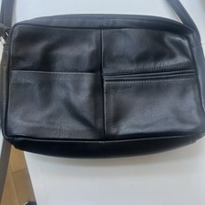 Black Leather Handbag/Shoulder Bag/Crossbody Multiple Compartments