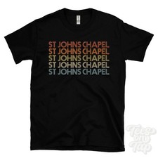ST JOHNS CHAPEL REPEATED RETRO STYLE T-SHIRT mens & womens uk place name gift