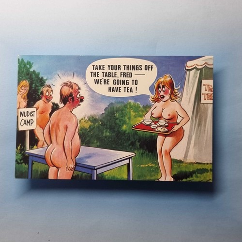 Comic postcard c1975 nudist - comic,