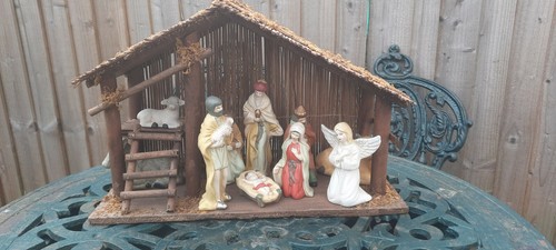 Vintage ceramic nativity set - ceramic,