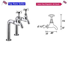 Chrome 1901 Bib Taps – Waterproof, Long-Lasting, Easy Control for Kitchen/Fau...