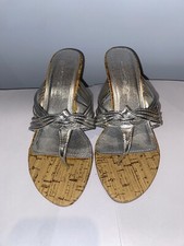 Womens Low Heel Sandals ladies  sliver , Slip On , size 4, wedding,holiday,new 