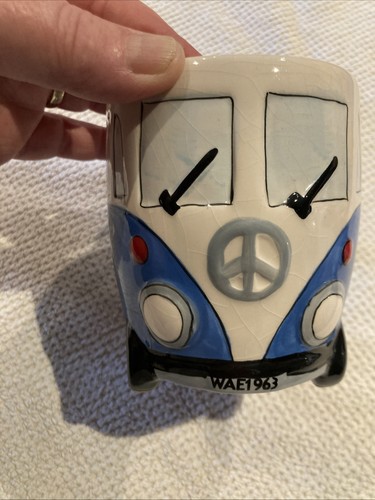 Blue volkswagen camper van - blue, mug
