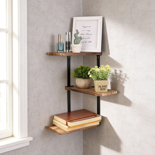 Rustic wood corner shelf home - rustic,