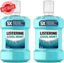 Listerine Cool Mint Mouthwash 1L Pack of 2 Fresh Breath Healthy Gums Kills Germs