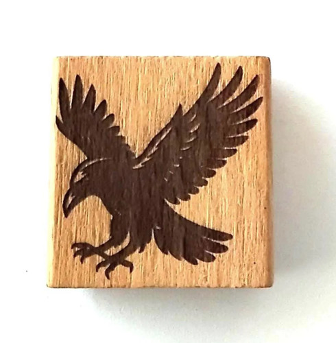 Raven crow stamp 4cm wood - raven,