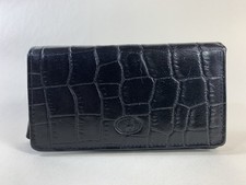 Lloyd Baker Black Crocodile Embossed Leather Mini Bi-Fold Wallet Leather Lining