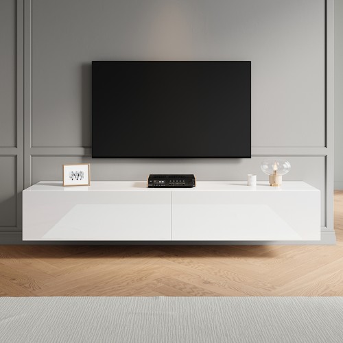 180cm white floating unit - white, tv
