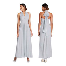 MARKS AND SPENCER LIGHT GRAY WEDDING BRIDESMAID MULTIWAY PARTY MAXI DRESS UK 10.