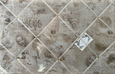 Robert Kaufman Leonardo da Vinci Antique Toile Fabric Cork Notice Pin Memo Board