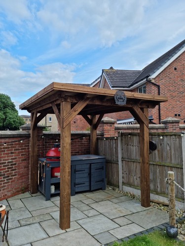 Wooden pergola with - pergola, roof