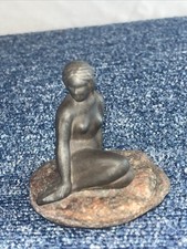 Metal Mermaid On A Rock Figure