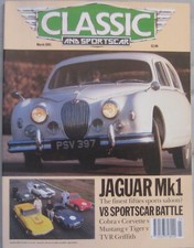 Classic & Sportscar 03/91 featuring Sunbeam Tiger, AC Cobra, TVR, Shelby, Jaguar
