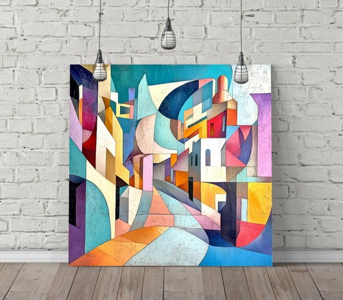 Colourful cubism town - colourful,