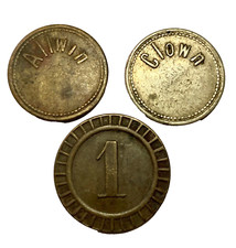 Collection 3 x Edwardian AMUSEMENT MACHINE tokens ALLWIN CLOWN early rare types