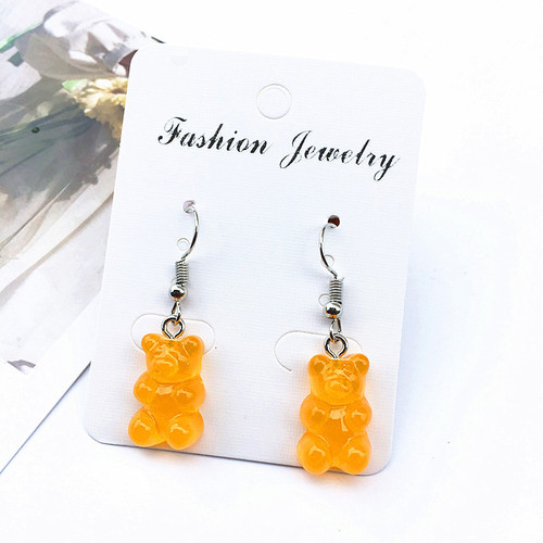 Orange gummy bear earrings - orange,