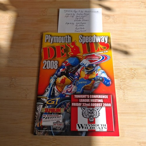 Plymouth speedway program - plymouth, v