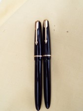 A Pair of Parker Slimfold Fountain Pens in Black 14ct gold nibs.