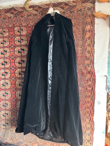 Vintage velvet cape faux fur - cape,