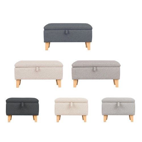 Linen ottoman storage pouffe - linen,