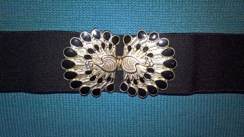 Ladies black stretchy belt - ladies,