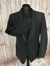 Hugo Boss MAROS Mens Dinner Cocktail Jacket Blazer 40” Faux Leather Grey Wool 