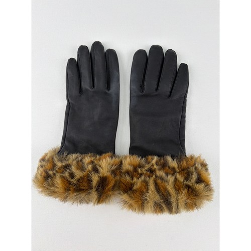 Leather gloves leopard - leopard, faux