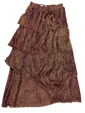 By Swan UK size Medium brown gold mix elastic waist polyester gypsy style skirt