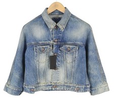 R13 Cropped Raglan Trucker Women Jacket M Jasper Oversized Faded Blue Denim *