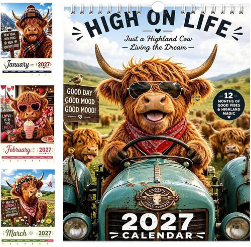 2027 funny highland cow wall - cow,