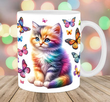 Rainbow Kitten Mug Ceramic