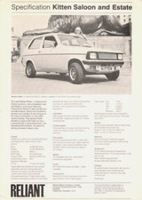 Reliant Kitten Specifications