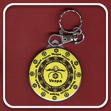 VESPA SCOOTER  MOD SOUL SKA BADGE KEY RING  BLACK AND YELLOW  BADGE KEY RING
