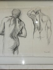 Beautiful Nude Jill Tweed Artist Drawing Male Torso In Floating Frame
