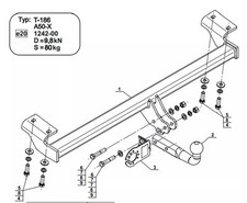 Swan Neck Tow Bar For TOYOTA RAV-4 II 3/5 Doors (2000-2006) T-186