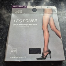 M&S  Legtoner Medium Support Tights Navy XL 15 denier sheer smooth leg