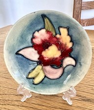 Walter Moorcroft Orchid Pin Dish on blue  ground 4 1/2”  VGC 