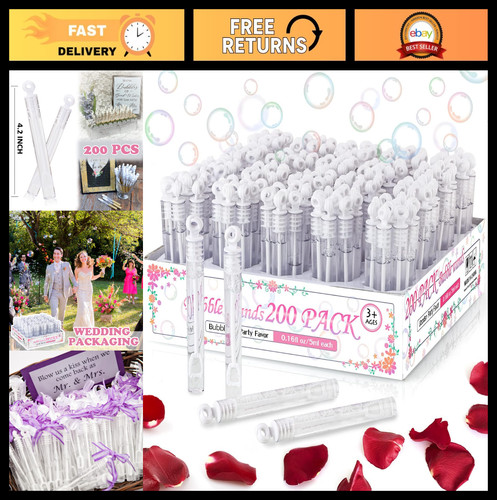 200 pack white wedding bubble - white,